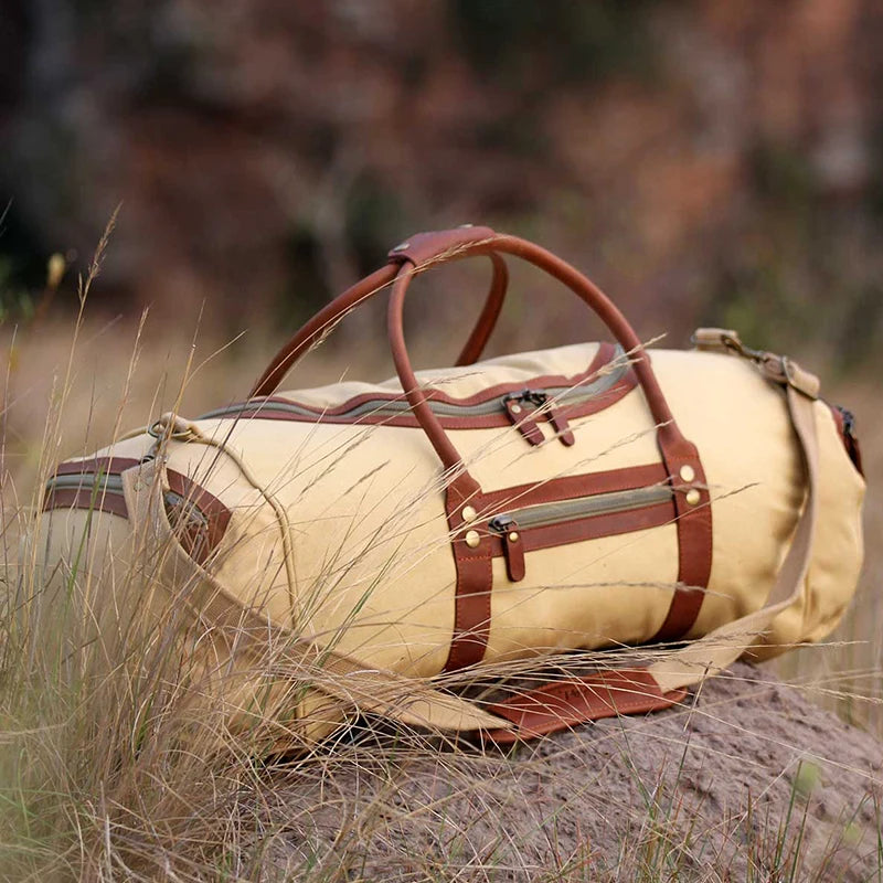 Safari-Styled Explorer II Canvas Holdall Duffle in Tan Canvas - travel bag by Safari Store USA