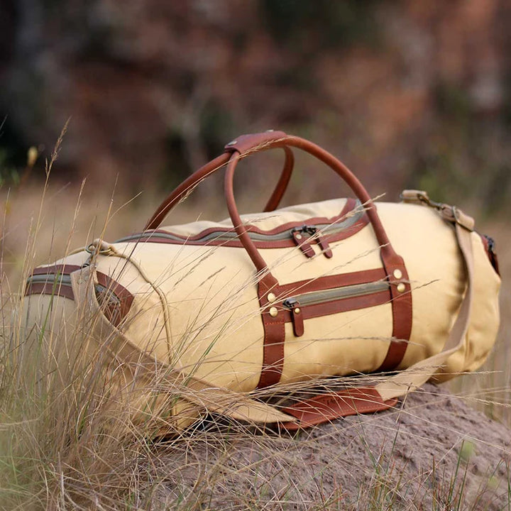 Safari-Styled Explorer II Canvas Holdall Duffle in Tan Canvas - travel bag by Safari Store USA