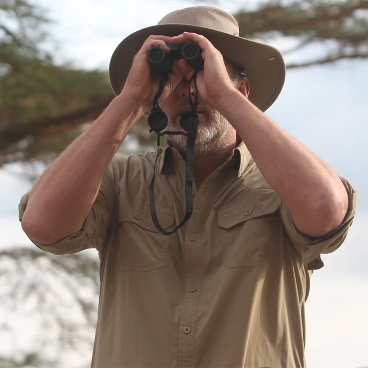 BUGTech Men's Adventurer Insect Shield Stretch Safari-Styled Shirt in Katavi Khaki by Safari Store USA