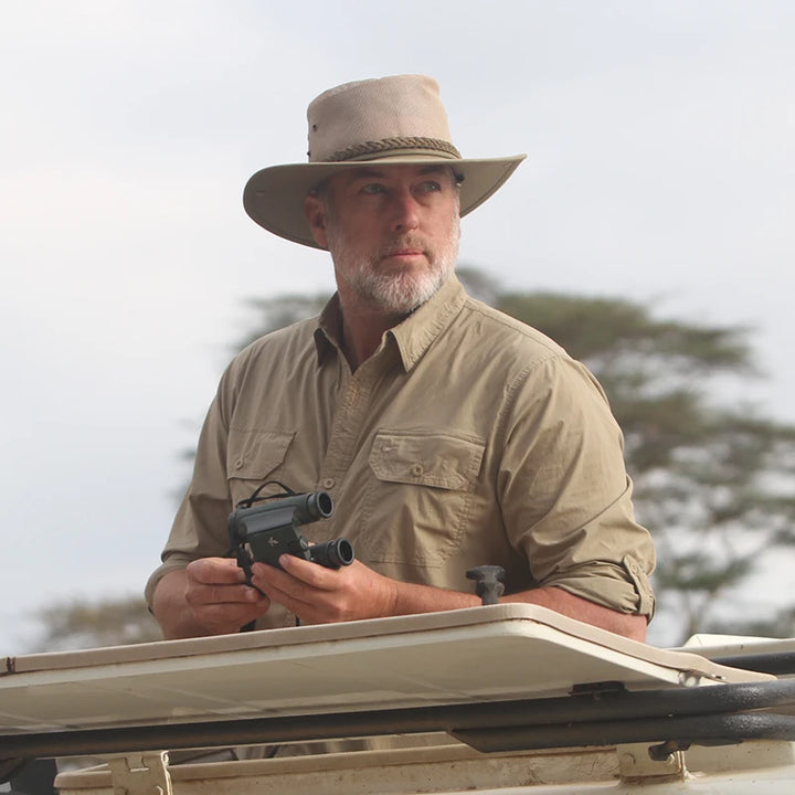 Men's Adventurer Insect Repellent Stretch Safari-Styled Shirt in Katavi Khaki by Safari Store USA