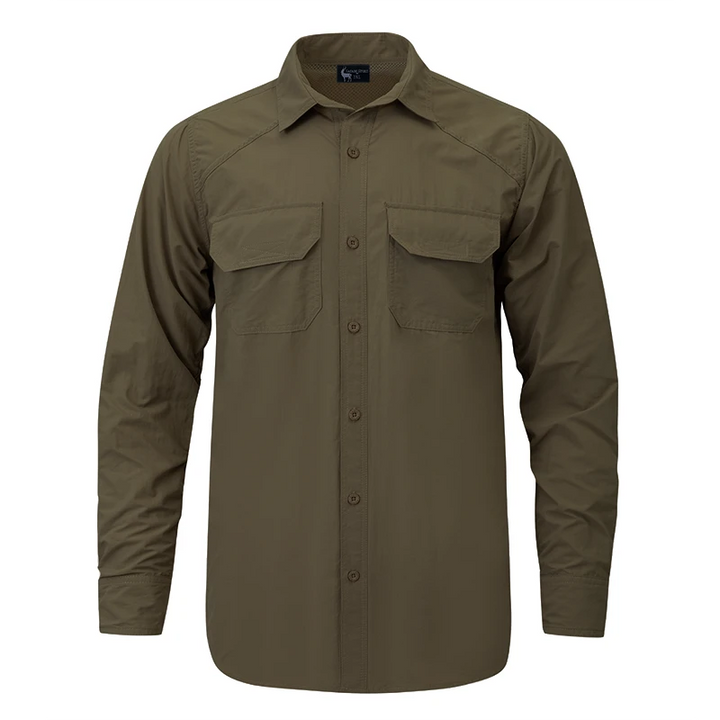Explorer BUGTech Men's Anti-Insect Stretch Safari-Styled Shirt in Frontier Khaki by Safari Store USA