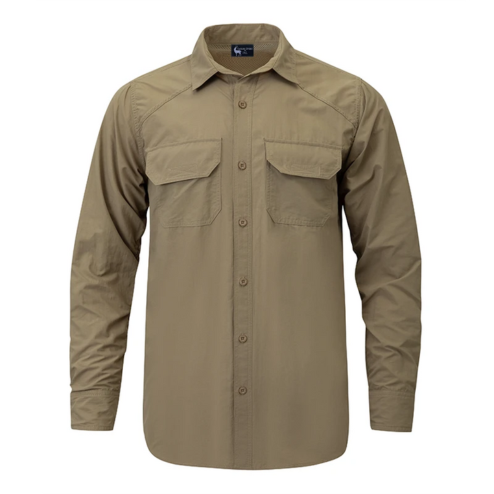 Explorer BUGTech Men's Anti-Insect Stretch Safari-Styled Shirt in Katavi Khaki by Safari Store USA