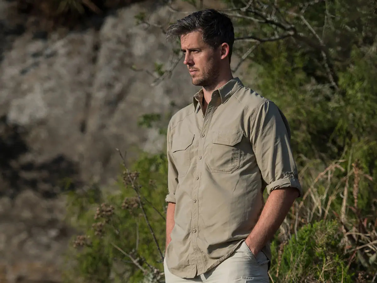 Men's shirts for safari, the outdoors, and every day - with insect repellent, sun protection, and wicking options - by Safari Store USA