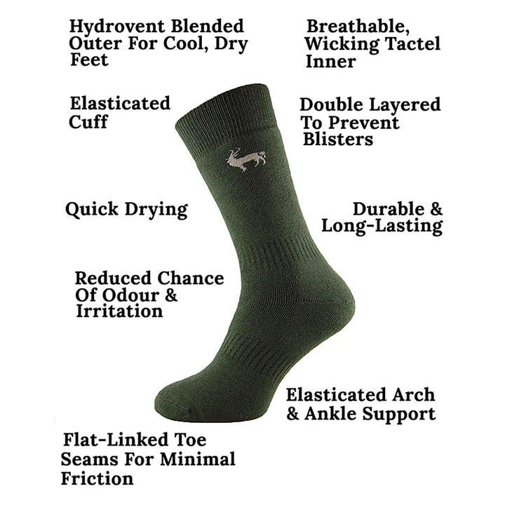 Ultimate Anti-Blister Socks in Olive color - features for maximum walking comfort - by Safari Store USA