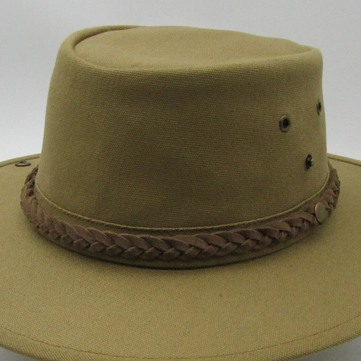 Style-your-own-hat Leather Braid in color Khaki. Hat band for Frontier Hats sold by SafariStore.com