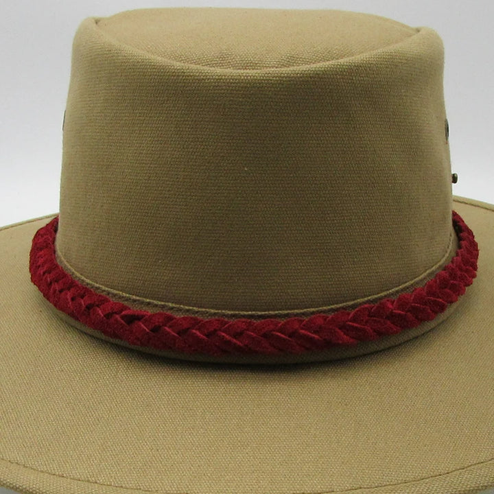 Style-your-own-hat Leather Braid in color Red. Hat band for Frontier Hats sold by SafariStore.com