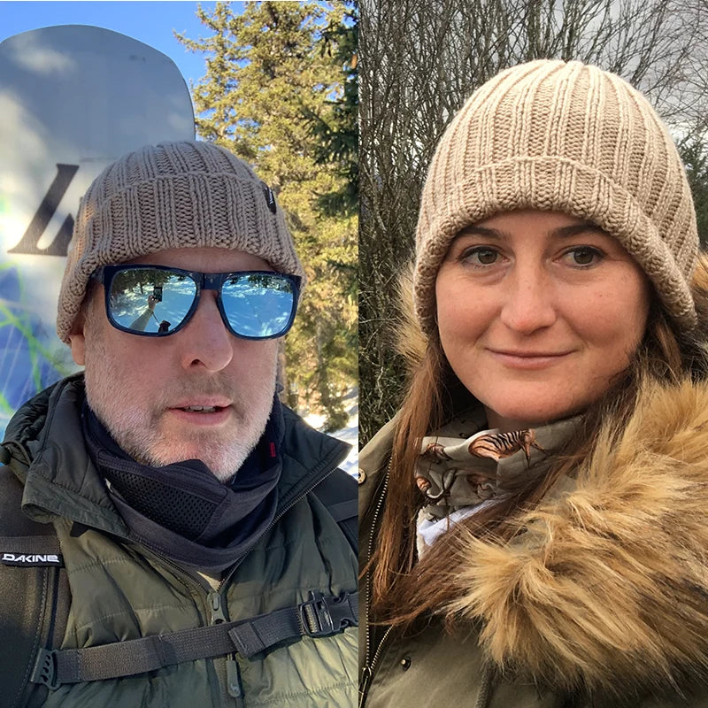 Thusk Rib Knit Beanie for men and women - by Safari Store USA. Made from pure wool, color Sand