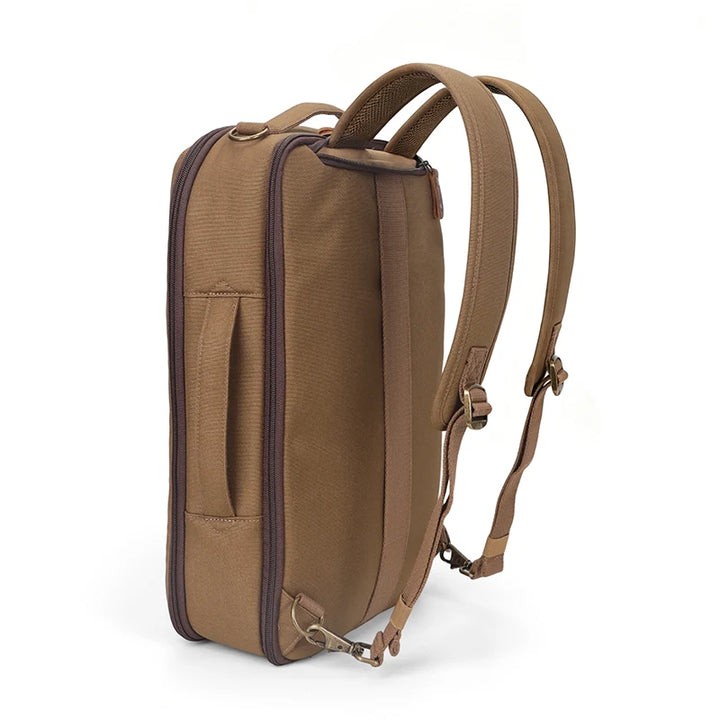 Explorer 3-in-1 Canvas laptop backpack in Khaki Brown with removable backpack straps - by Safari Store USA