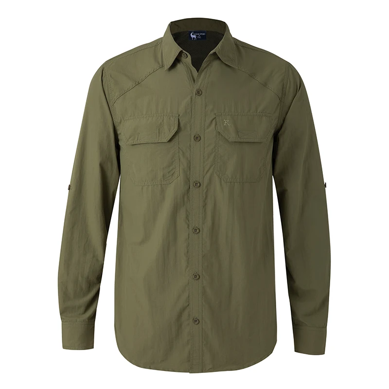 Men's Insect Repellent Safari Shirt in Khaki Olive by Safari Store USA