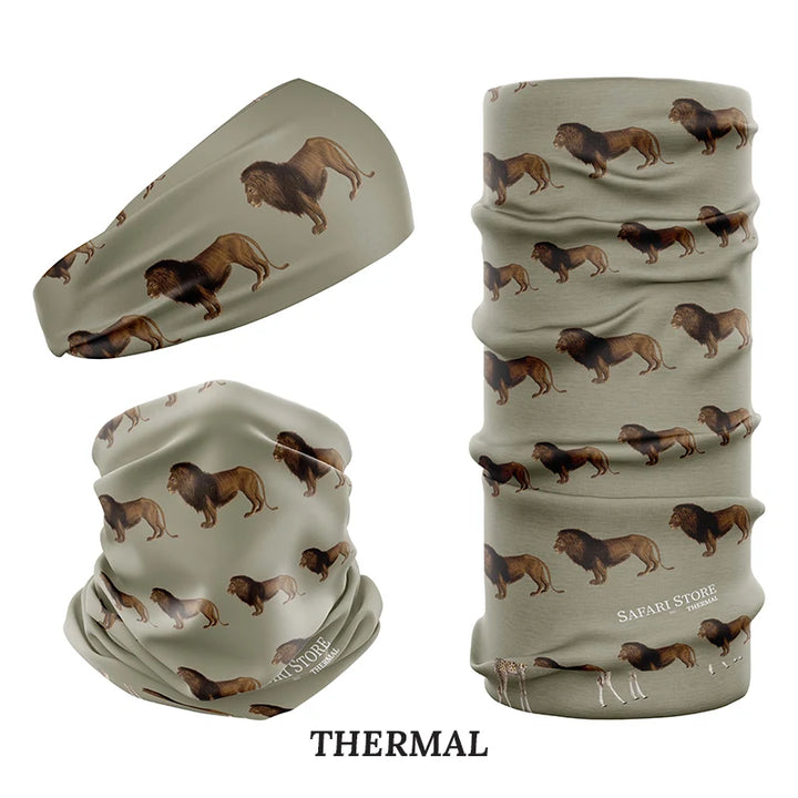 Lion print multi-functional thermal tube scarf from Safari Store USA