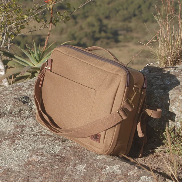 Explorer 3-in-1 canvas briefcase in Khaki Brown by Safari Store USA