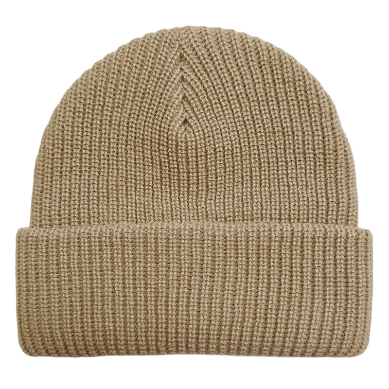 Khaki rib-knit beanie with cuff from Safari Store USA