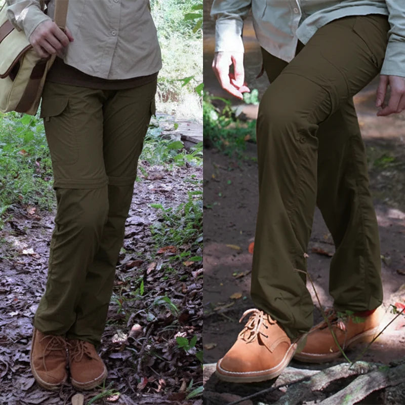 Convertible Women's Insect Repellent Safari Pants in Khaki Olive Green