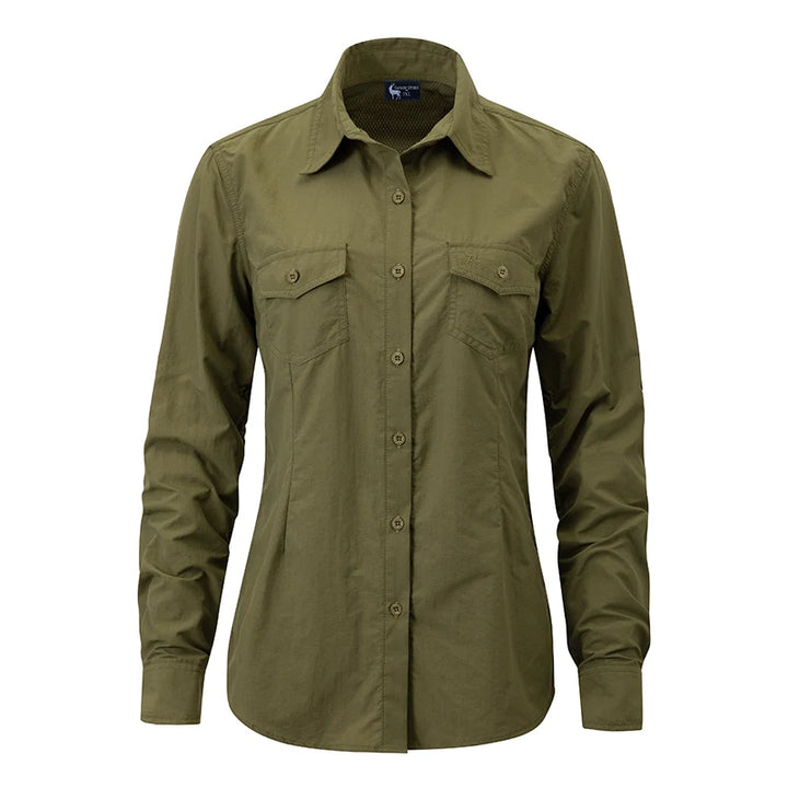 Women's Insect Repellent Safari Shirt in Khaki Olive Green by Safari Store USA